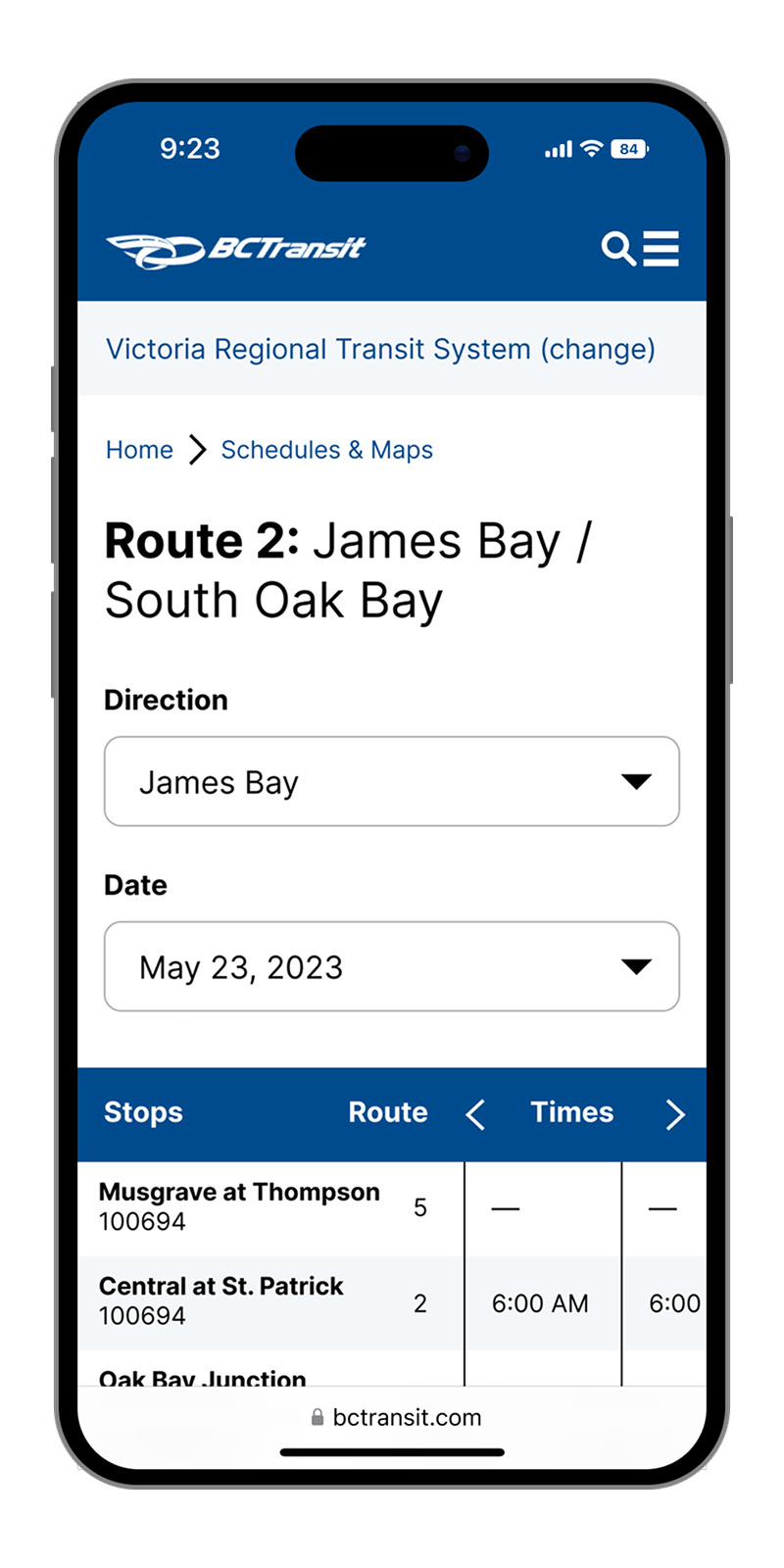 BC Transit mobile website refresh homepage