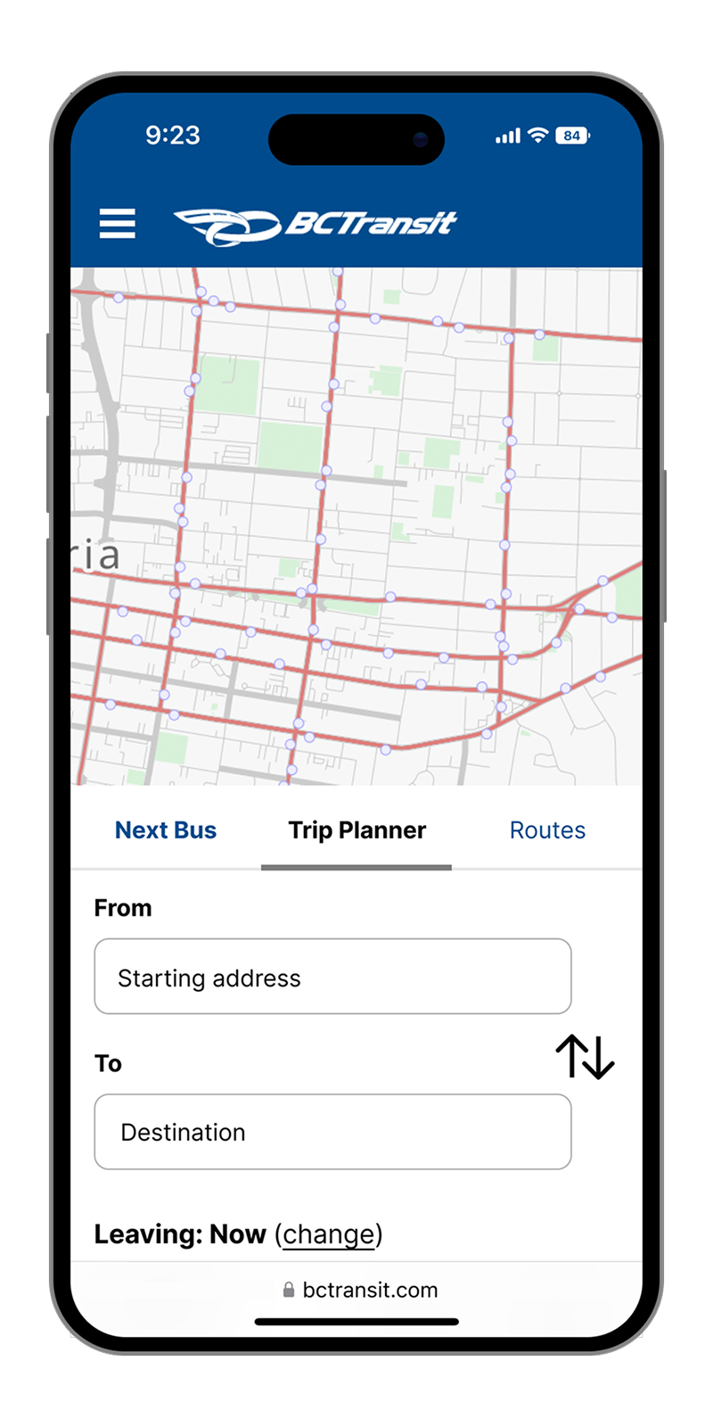 BC Transit mobile website forward vision