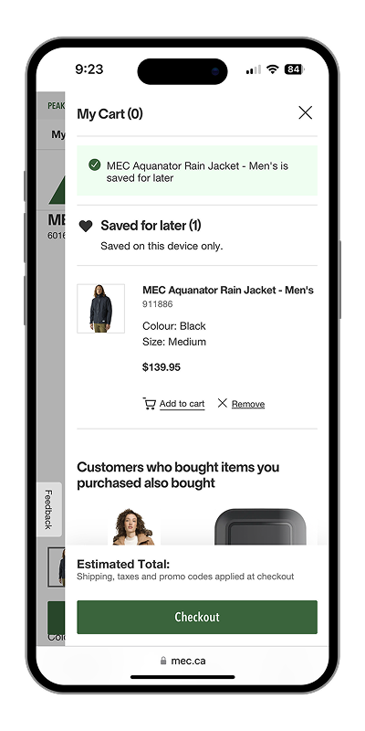 MEC Save for Later feature