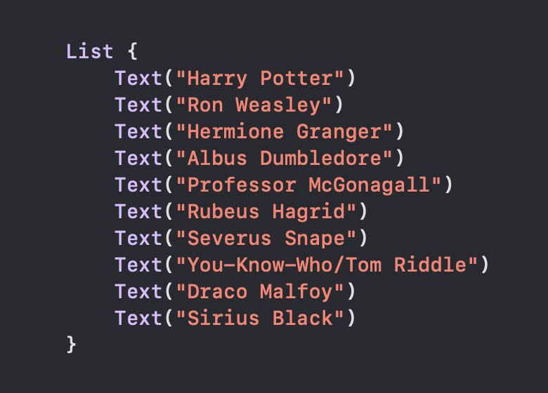 SwiftUI List element with several Text containers embedded